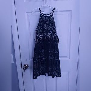Sequin Hearts Girls Lace Black Dress